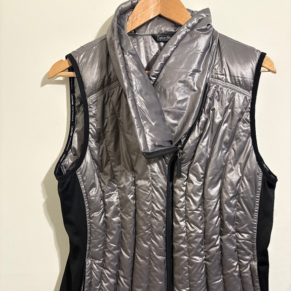 Calvin Klein zip up premium down gray silver vest size XL - Picture 2 of 10